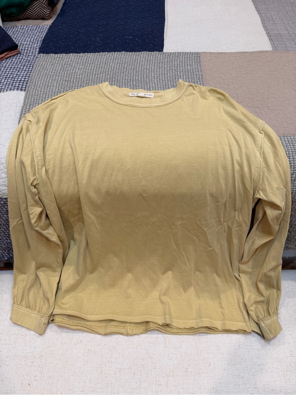 Women's Long-Sleeve Crewneck Tee in Mustard Yellow